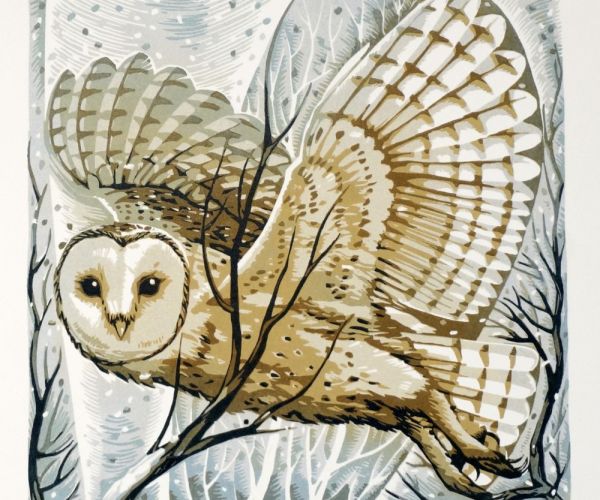 Martin Truefitt-Baker Owl in Flight Framed Original Linoprint £260jpg