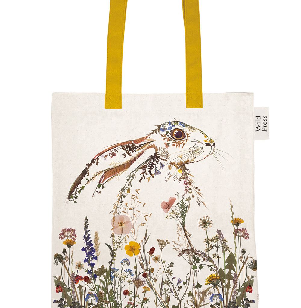 Image Description of "Wildflower Hare Tote Bag".